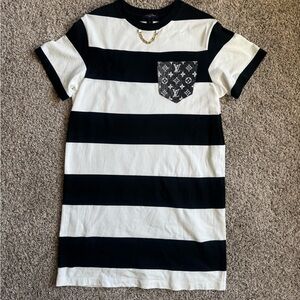 AUTHENTIC Louis Vuitton Black and White Striped Mini Dress